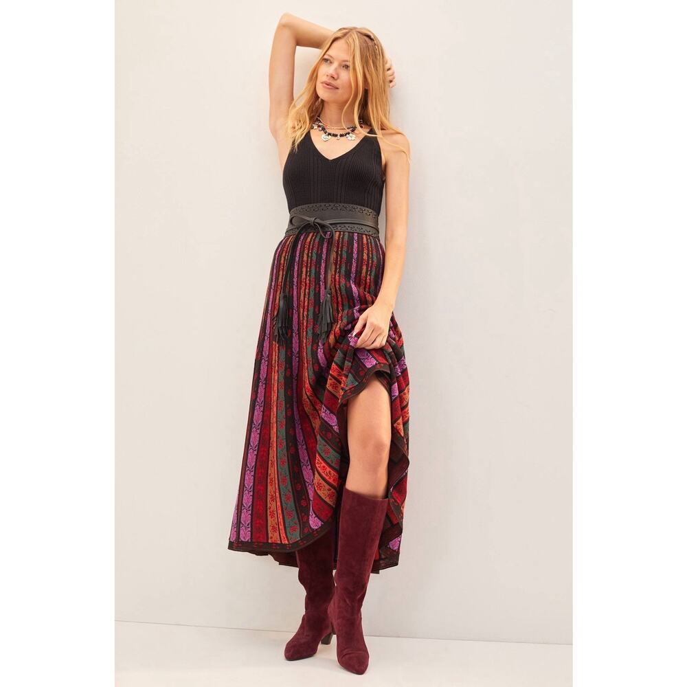 Anthropologie Cecilia Prado Pleated Midi Skirt Knit Women’s Large - Picture 2 of 11